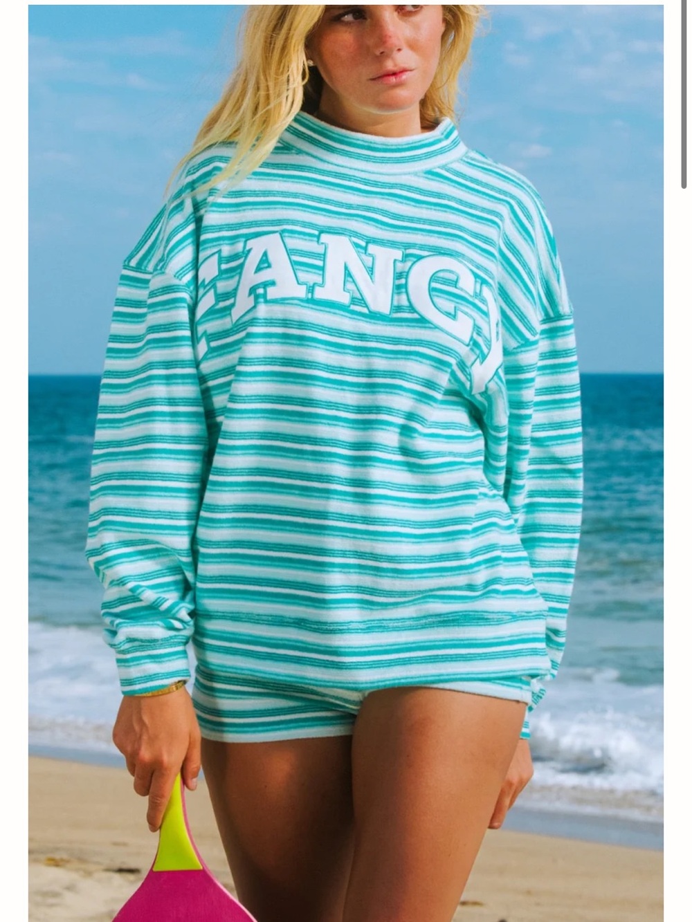 Shop fancy stripe seafoam towel Terry classic Mockneck & Shorts set NEW in bag
